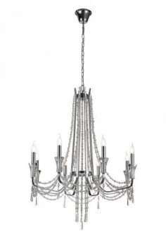 Image of Ceiling Chandelier Pendant 8 Light E14 Polished Chrome, Crystal