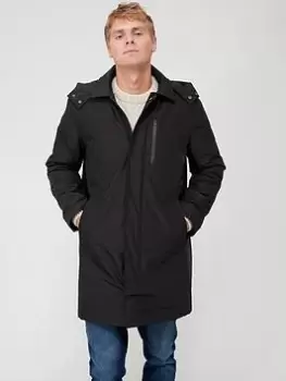 Image of GANT Padded Long Car Coat - Black, Size L, Men