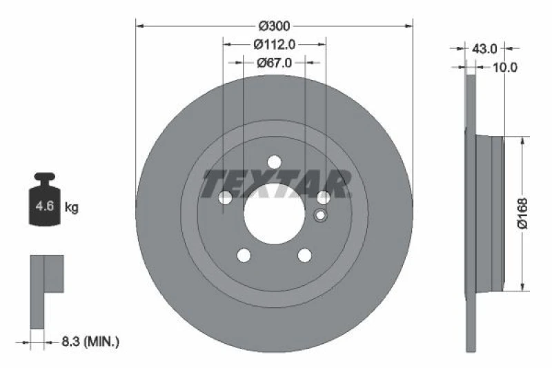 Image of Brake disc TEXTAR 92277503