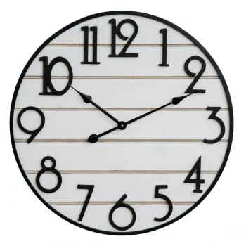 image of HOMETIME White Wood Plank Wall Clock with 3D Dial - 60cm