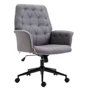 Image of Solstice Cassini Mid Back Tufted Linen Chair - Grey
