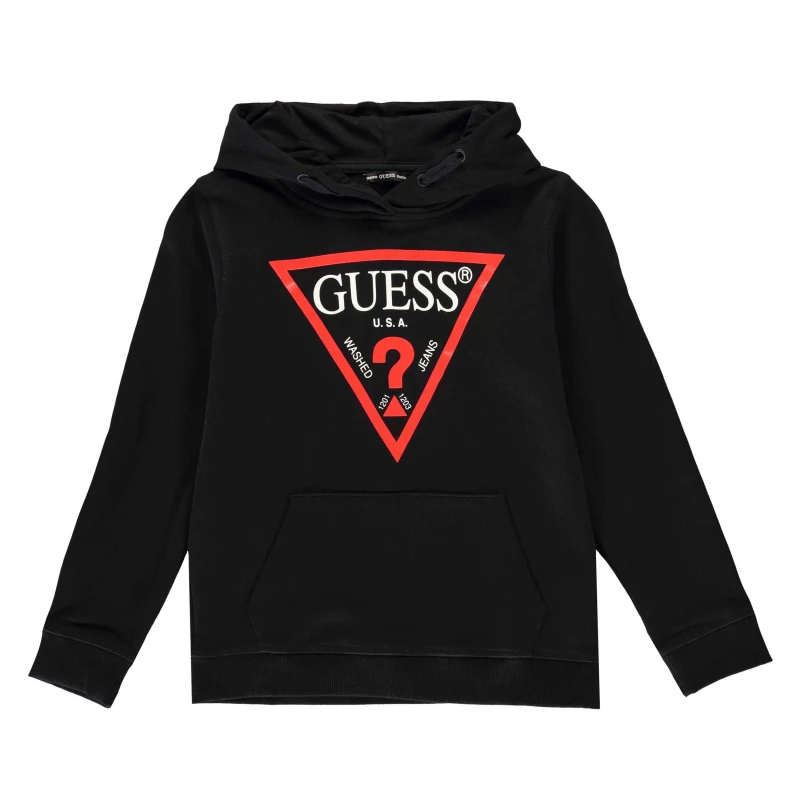 Image of Guess Kids Triangle Logo Hoodie Sweatshirt 14390776 Black