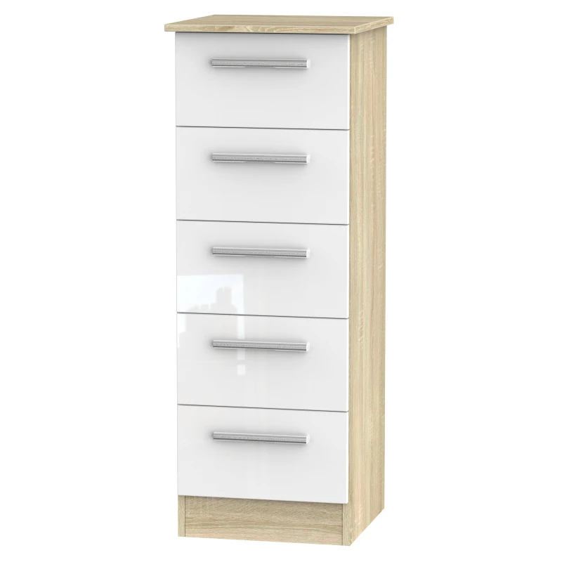 Image of Ready Assembled 2 U Trent 5 Drawer Tallboy (Ready Assembled) White