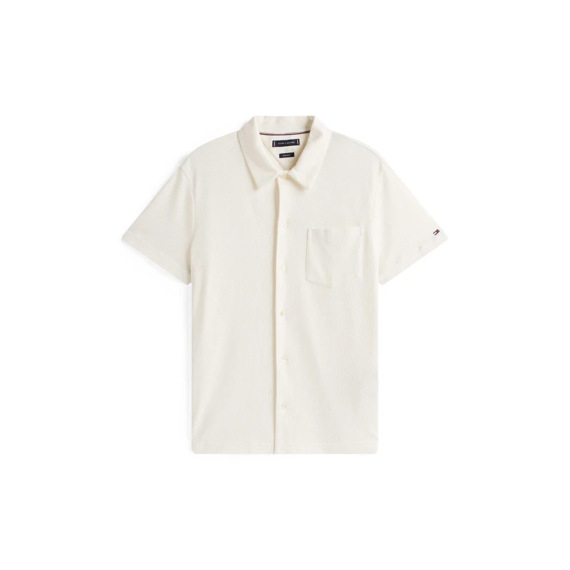 Image of Tommy Hilfiger Mens Short Sleeve Plain Shirt Ivory Petal Z00 male S