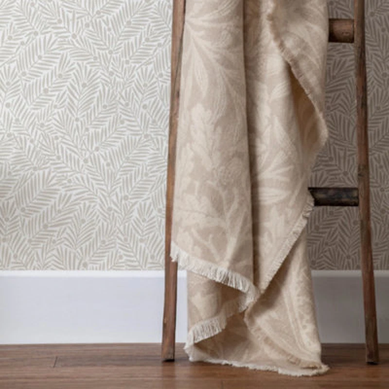 Image of Morris & Co Morris & Co Acorn Tonal Jacquard Throw in Beige Size: 130cm x 170cm Beige 130cm x 170cm Unisex 5025532811653
