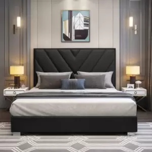 Image of Deana Bed King Plush Velvet Black
