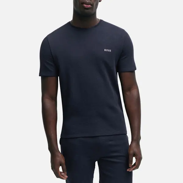 Image of BOSS Bodywear Cotton-Blend Waffle-Jersey T-Shirt - XL Blue Tops male 50480834-403 XL