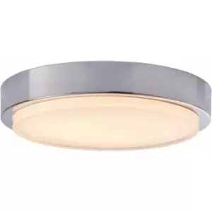 Image of Flush Bathroom Ceiling Light IP44 Chrome Plate & White Glass 18W LED module