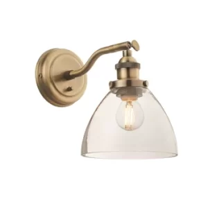 Image of Hansen 1 Light Wall Glass, Antique Brass Plate, E14