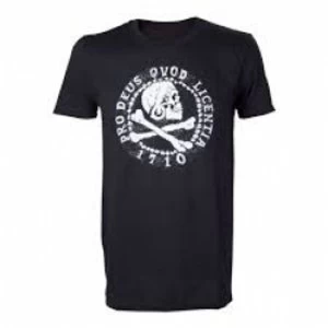 image of Uncharted 4 Skull 'n' Crossbones Pro Deus Qvod Licentia 1710 Small T-Shirt - Black