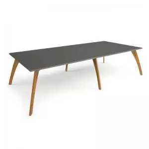 Image of Enable worktable 3200mm x 1600mm deep with six solid oak legs - onyx