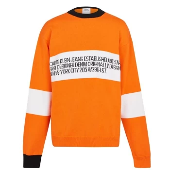 Image of Calvin Klein Jeans Logo Sweater - White/Orange