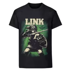 image of The Legend Of Zelda Unisex Adult Link T-Shirt (L) (Black)