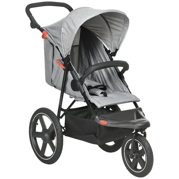 Image of Homcom Foldable Three-wheeler Baby Stroller Grey