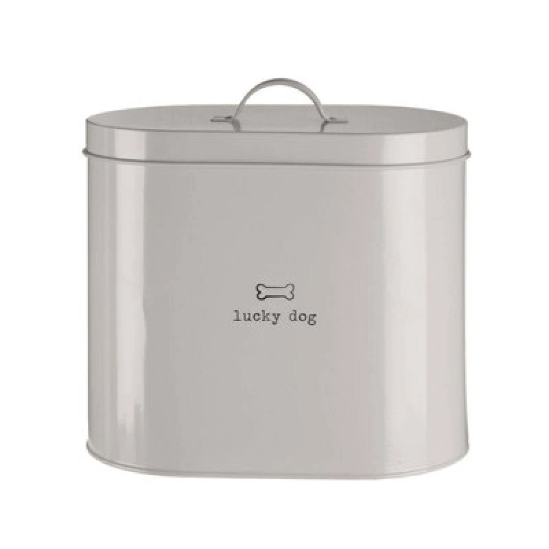 Image of Premier Housewares Durable Dog Food Storage Bin With Spoon, Steel Constructed Dog Food Container, Convenient Pet Food Bin Grey