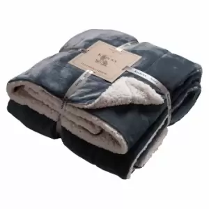 Image of Crossland Grove Sherpa Throw Grey 1520x1770mm