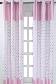Image of Pink Love Hearts Ready Made Eyelet Curtain Pair