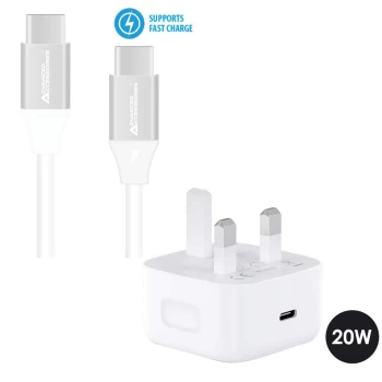 image of Advanced Accessories 20W Fast Charge Mains Bundle - USB-C to USB-C