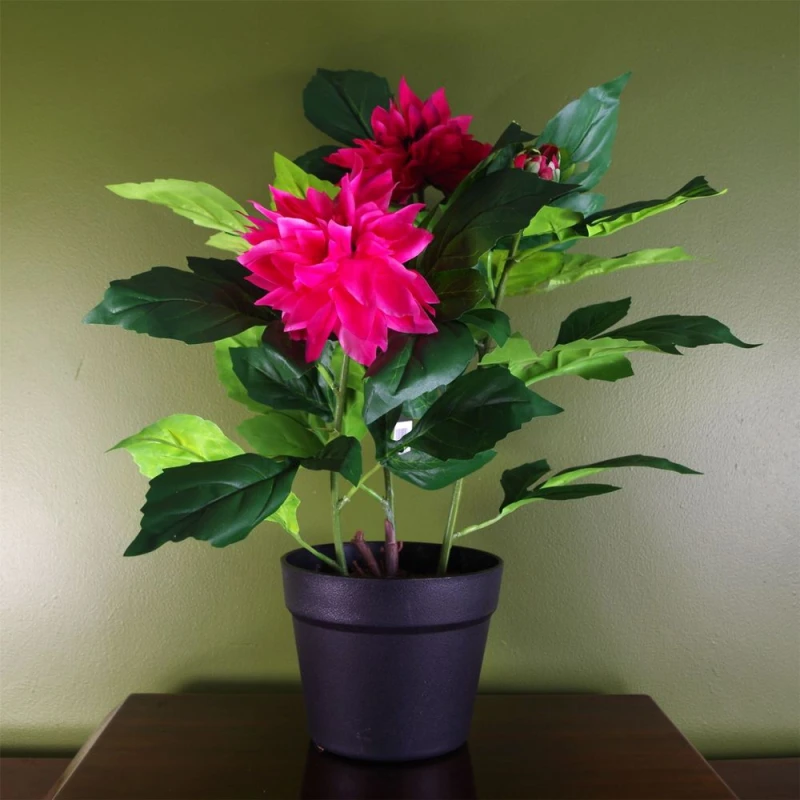 Image of Leaf Artificial Dhalia Flowering Plant Pink Dark Pink
