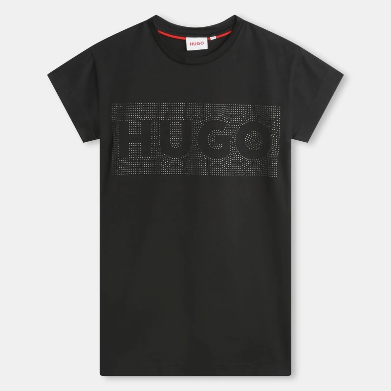 Image of Hugo Logo T-Shirt Dress Junior Black 09B female 14Y
