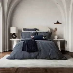 Image of Bedeck of Belfast Aruni Textured Weave Cotton Duvet Cover - Blue