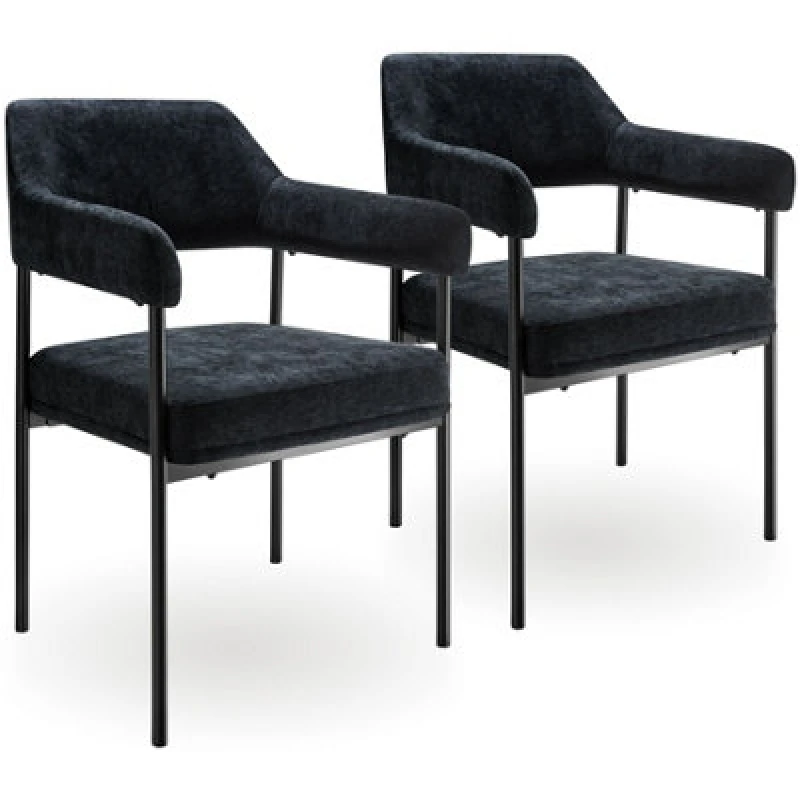 Image of Tectake Set Of 2 Armchair Doe - Durable Fabric, Black Powder-Coated Legs, 120 Kg Load, 58 X 62 X 85cm - Woven Fabric Black/black