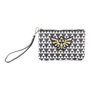 Image of Nintendo - Hyrule Royal Crest With All-Over Pattern Unisex Coin Purse - Black/White