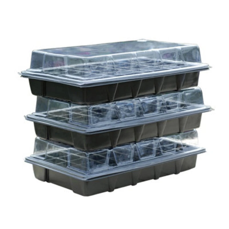 Image of Thompson & Morgan Seed Tray Propagator Kit, 40 Cells Windowsill Greenhouse & Garden, Seedling & Plugs Starter Plastic Grow Trays (Pack Of 6)