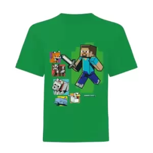 image of Minecraft Boys Steve And Friends T-Shirt (12-13 Years) (Green)