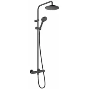 image of Vernis Blend Thermostatic Mixer Shower - Round Drench & Handset Matt Black - 26276670 - Black - Hansgrohe