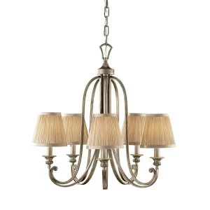 Image of 5 Light Multi Arm Chandelier Silver Sand Finish, E14