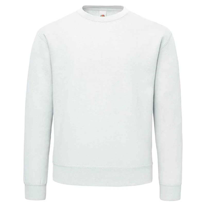 Image of Fruit Of The Loom Fruit of the Loom Men Supercotton Plain Sweatshirt in White Size: Small White S Male 5063750270579
