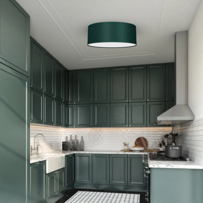 Image of Milagro Verde Ceiling Lamp 40cm Hand Made Scandi Style Rich Green Fabric Green unisex