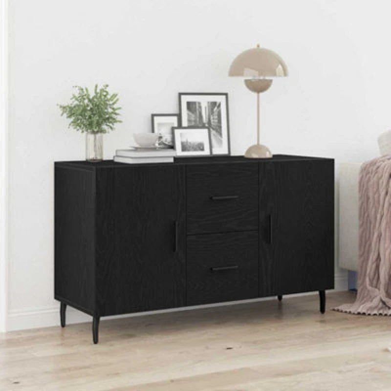 Image of Vidaxl Sideboard Black Oak 100 X 36 X 60 Cm Engineered Wood
