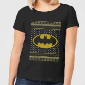 Image of DC Batman Knit Womens Christmas T-Shirt - Black