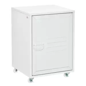 image of Homcom Rolling Storage Cabinet Mobile File Cabinet With Adjustable Shelf White