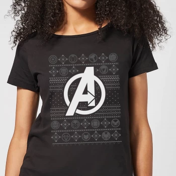 Image of Marvel Avengers Logo Womens Christmas T-Shirt - Black - XL