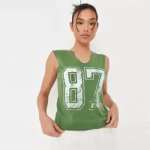 Image of Missguided Athletics Graphic Vest - Green