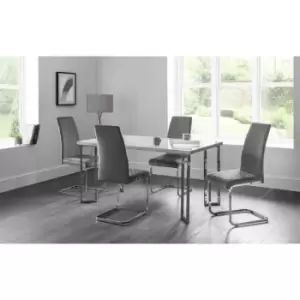 Image of Julian Bowen Dining Set - Positano Marble Effect Table & 4 Velvet Grey Chairs
