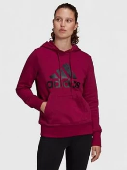 Image of Adidas Badge Of Sport Pullover Hoodie - Berry