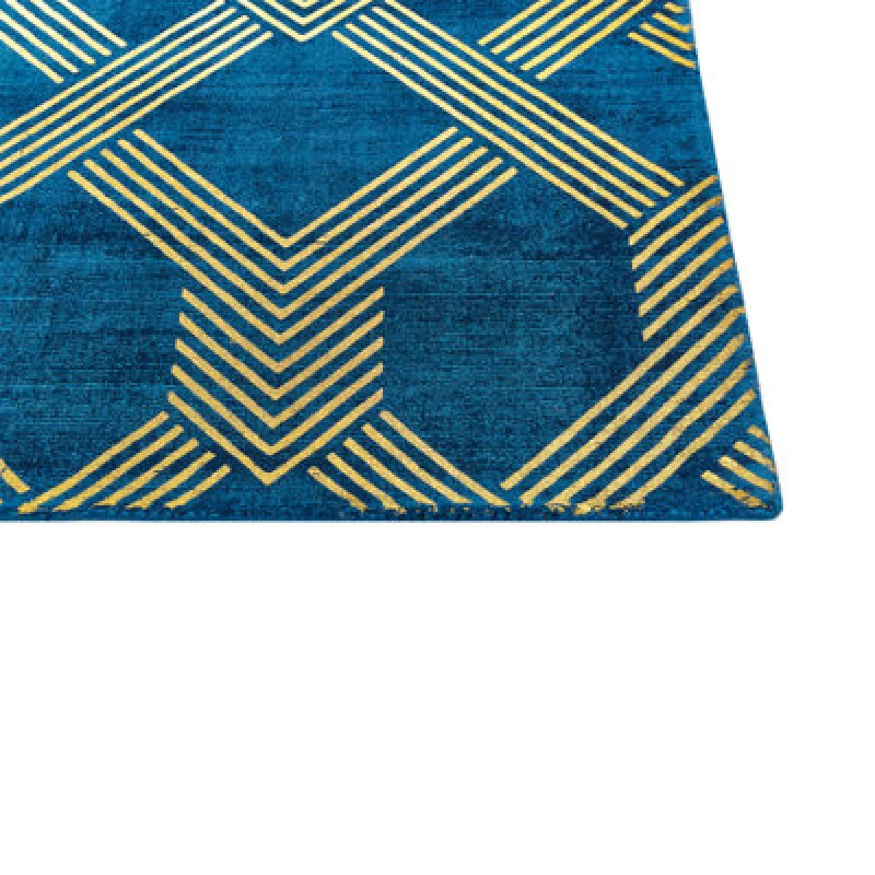 Image of Beliani Rug Vekse Blue 140 X 200 Cm Viscose