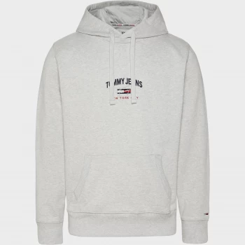 Image of Tommy Jeans Mens Timeless Logo Hoodie - Silver Grey HTR - L