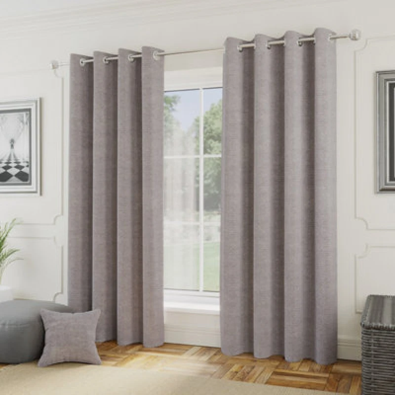 Image of Enhanced Living Enhanced Living 'Royale' Silver Room Darkening Boucle Readymade Curtains Pair Silver