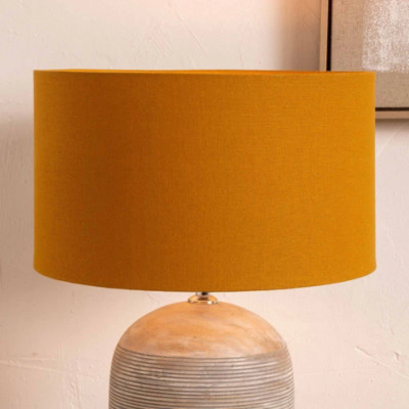 Image of Pacific Lifestyle 40Cm Mustard Yellow Table Lampshade Drum Floor Lamp Shade