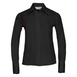 Image of Russell Collection Ladies/Womens Long Sleeve Ultimate Non-Iron Shirt (2XL) (Black)