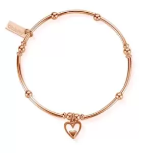 image of ChloBo Sterling Silver Rose Gold Plated Mini Noodle Ball Heart In Heart Bracelet