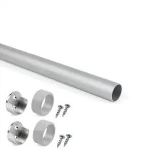 Image of Moderix Wardrobe Rail Round Aluminium with End Supports - Size 1000mm