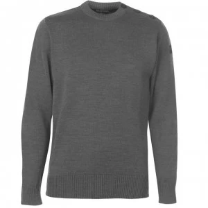 image of Paul And Shark Crew Neck Button Knitted Jumper - Mid Grey 664