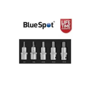 Image of 5 Piece 1/2 Dr Hex Bit Socket Set H7 - H14 In Foam Tray 01507 - Bluespot