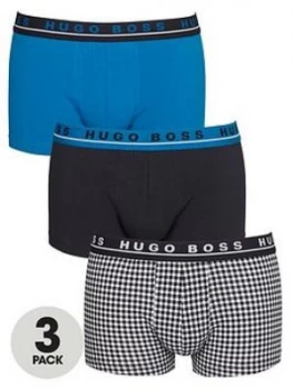Image of Hugo Boss 3 Pack One Design Trunks Navy/Check/Black Size 2XL Men